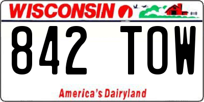 WI license plate 842TOW