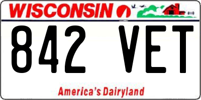 WI license plate 842VET
