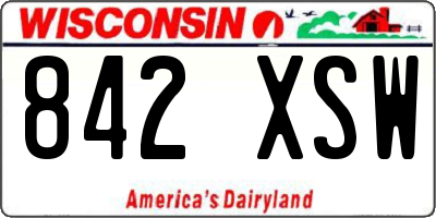 WI license plate 842XSW