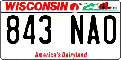 WI license plate 843NAO