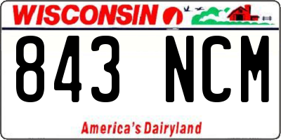 WI license plate 843NCM