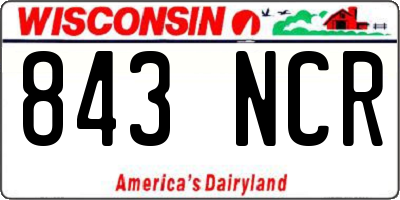 WI license plate 843NCR