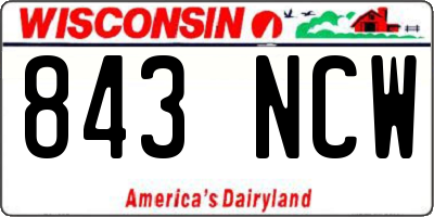 WI license plate 843NCW