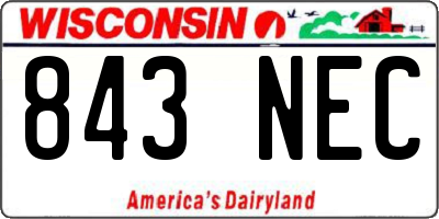 WI license plate 843NEC