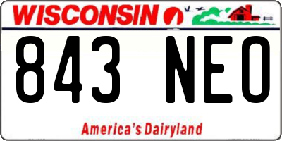 WI license plate 843NEO