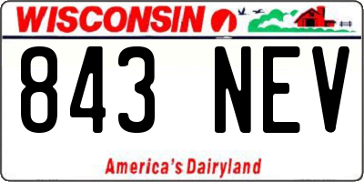 WI license plate 843NEV