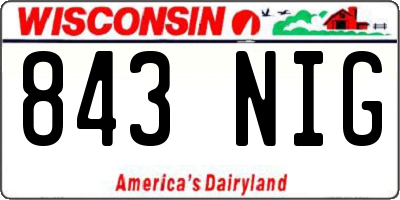 WI license plate 843NIG