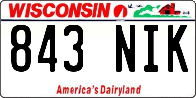 WI license plate 843NIK