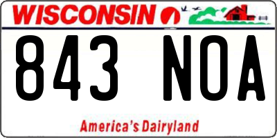 WI license plate 843NOA