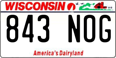 WI license plate 843NOG