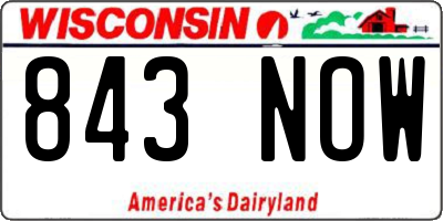 WI license plate 843NOW