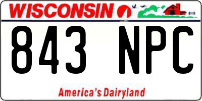 WI license plate 843NPC