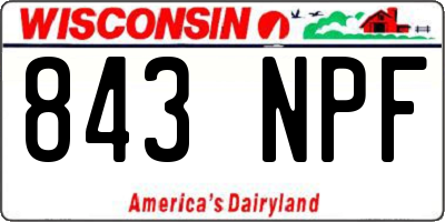 WI license plate 843NPF