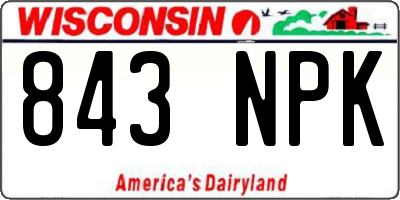 WI license plate 843NPK