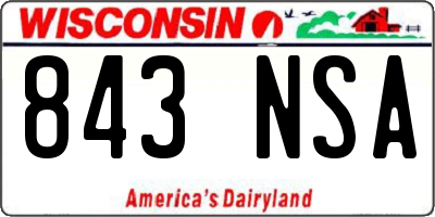 WI license plate 843NSA