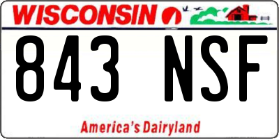 WI license plate 843NSF