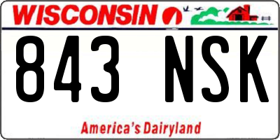 WI license plate 843NSK