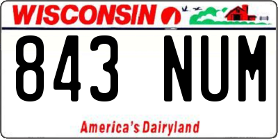 WI license plate 843NUM