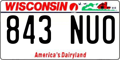 WI license plate 843NUO
