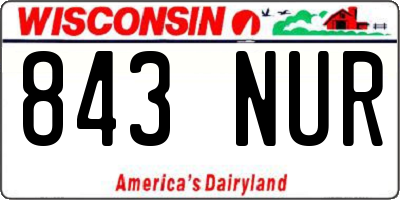 WI license plate 843NUR
