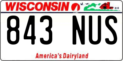 WI license plate 843NUS