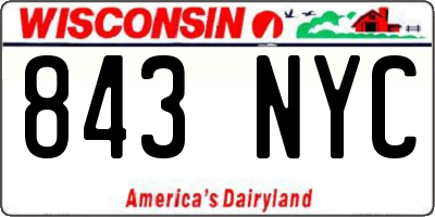 WI license plate 843NYC