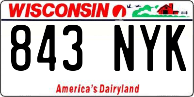 WI license plate 843NYK