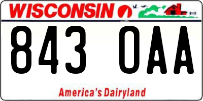 WI license plate 843OAA