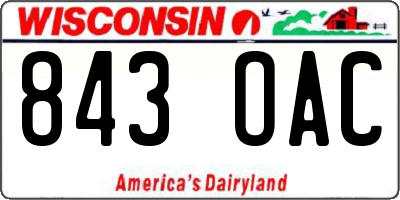 WI license plate 843OAC