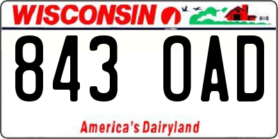 WI license plate 843OAD