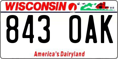 WI license plate 843OAK