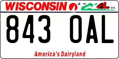 WI license plate 843OAL