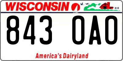 WI license plate 843OAO