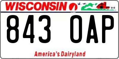 WI license plate 843OAP
