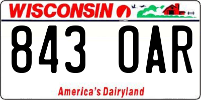 WI license plate 843OAR