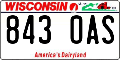 WI license plate 843OAS