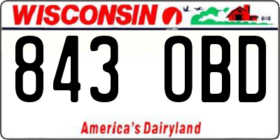 WI license plate 843OBD