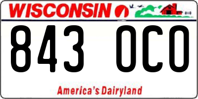 WI license plate 843OCO