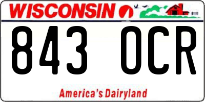 WI license plate 843OCR