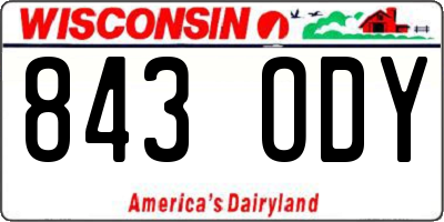 WI license plate 843ODY