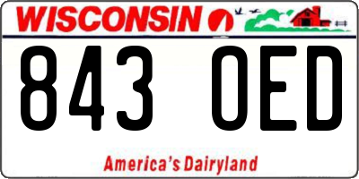 WI license plate 843OED