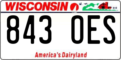 WI license plate 843OES