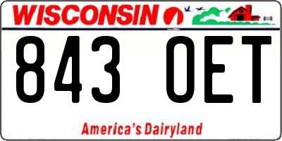 WI license plate 843OET