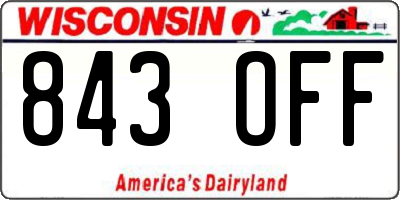 WI license plate 843OFF