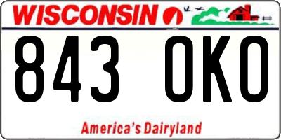 WI license plate 843OKO