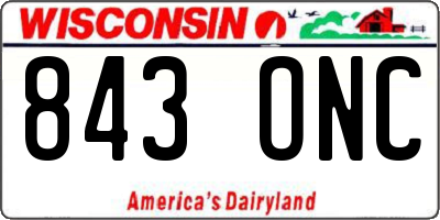 WI license plate 843ONC