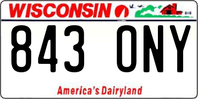 WI license plate 843ONY