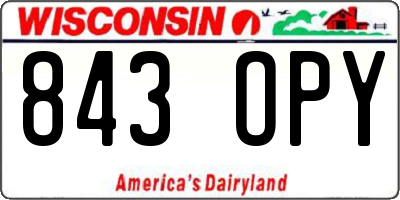 WI license plate 843OPY