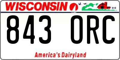 WI license plate 843ORC