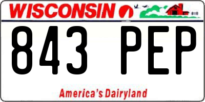 WI license plate 843PEP